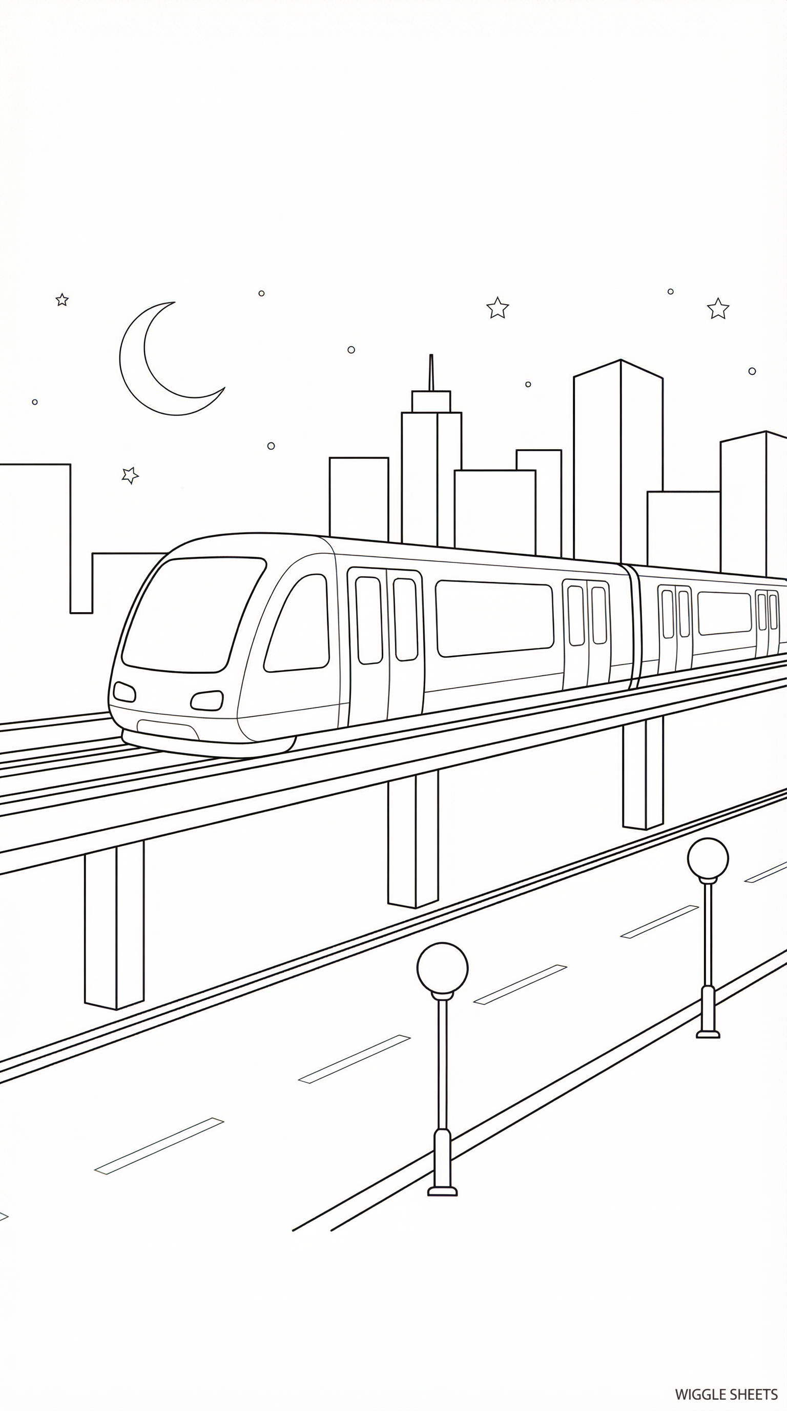Metro at Night Coloring Page